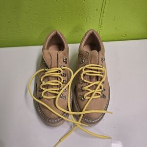 Tan Madden Girl Hiking Shoes with Yellow Laces